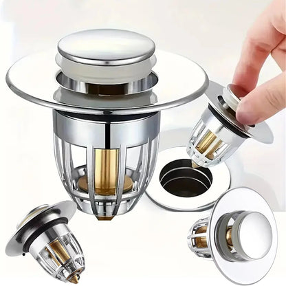 Bonde de lavabo clic-clac chromée avec filtre anti-cheveux Aquavösa