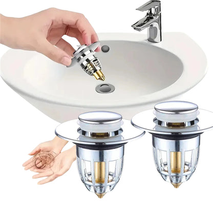 Bonde de lavabo clic-clac avec filtre anti-cheveux — universelle