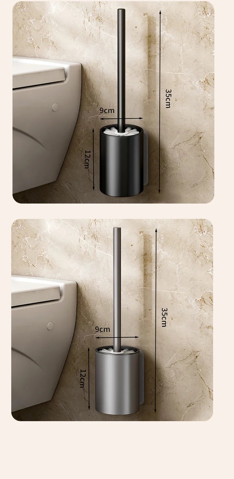 Porte-balai WC mural sans perçage — aluminium, design vertical