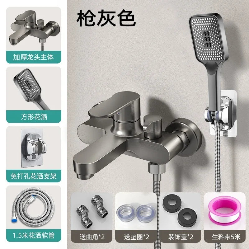 Mitigeur bain-douche mural — gris anthracite (gunmetal) ou chromé