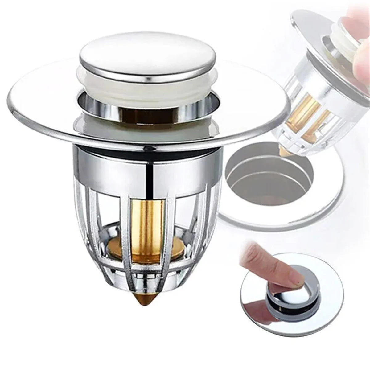 Bonde de lavabo clic-clac avec filtre anti-cheveux — universelle