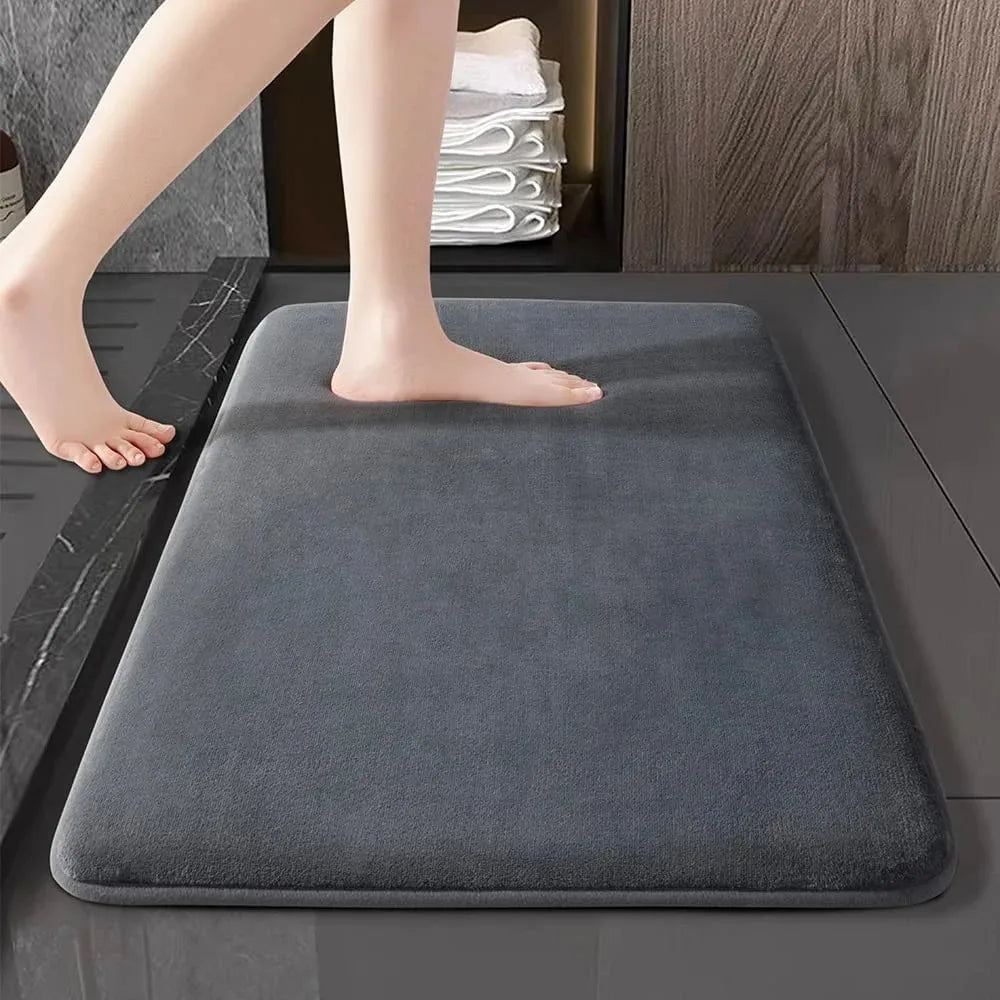 Tapis de bain absorbant antidérapant — velours corail, séchage rapide