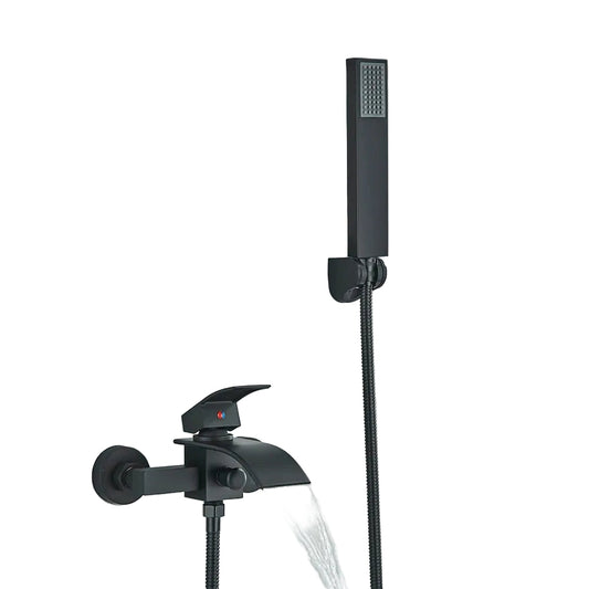 Mitigeur de baignoire cascade mural — Noir mat / Fine