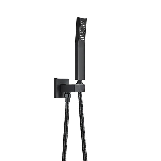 Douchette de douche à main + flexible inox 150 cm — Noir mat / Carrée