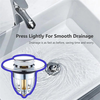 Bonde de lavabo clic-clac avec filtre anti-cheveux — universelle