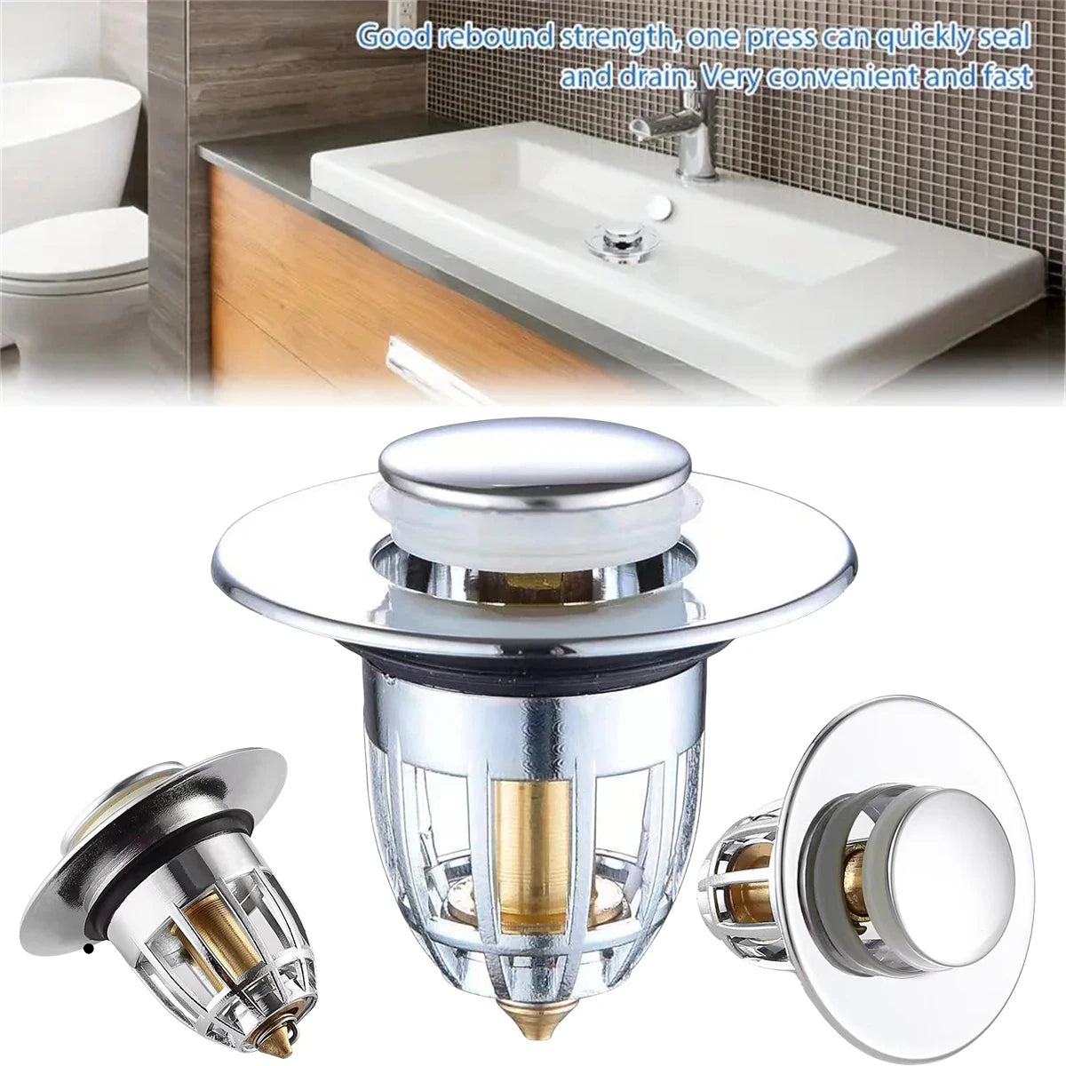 Bonde de lavabo clic-clac avec filtre anti-cheveux — universelle
