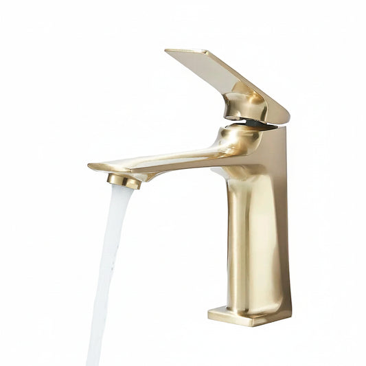 Mitigeur de lavabo monotrou — Doré brossé / Court