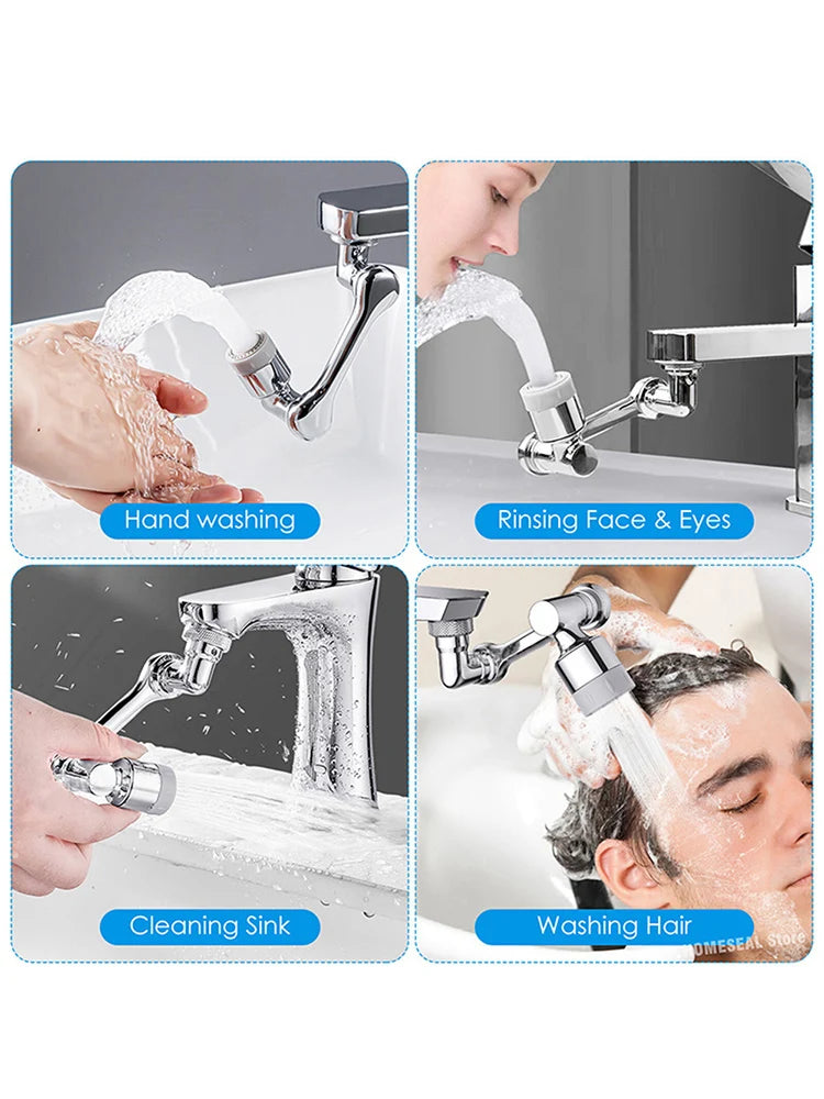 Bec de robinet rotatif 1080° — embout orientable 2 jets anti-éclaboussures