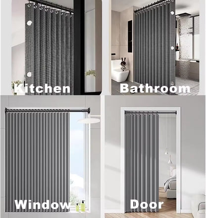 Rideau de douche pliable magnétique — imperméable, effet lin (sans barre)