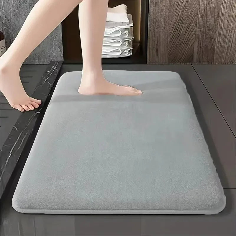 Tapis de bain absorbant antidérapant — velours corail, séchage rapide