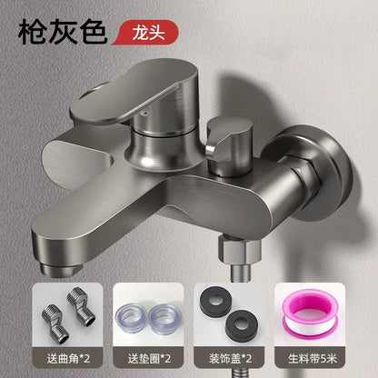 Mitigeur bain-douche mural — gris anthracite (gunmetal) ou chromé
