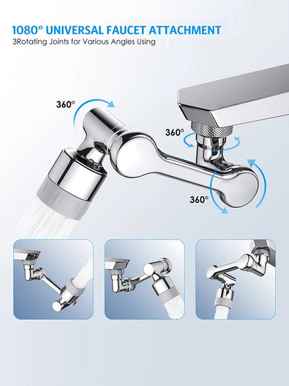 Bec de robinet rotatif 1080° — embout orientable 2 jets anti-éclaboussures