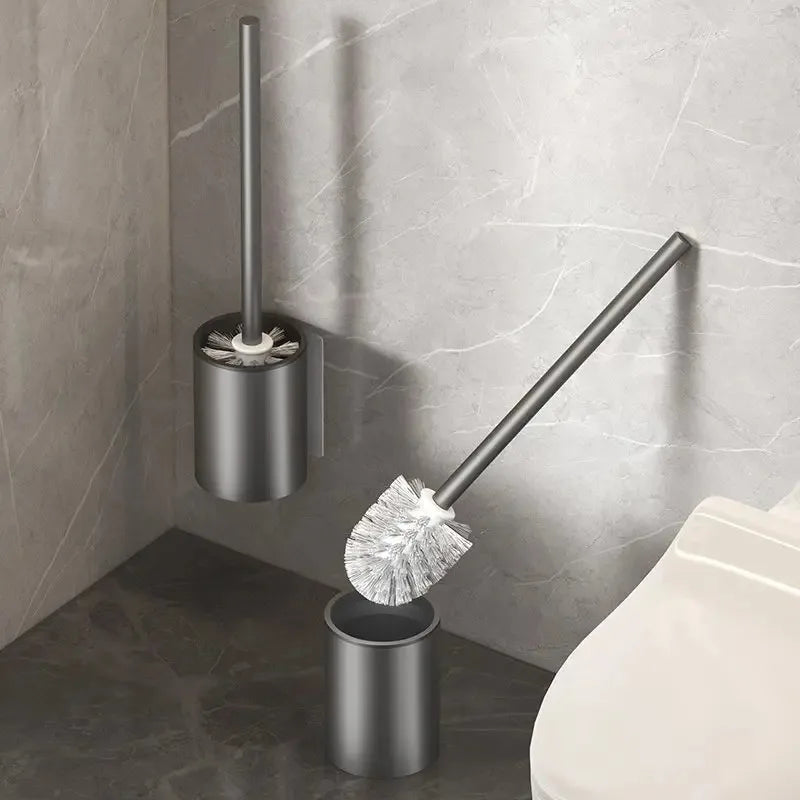 Porte-balai WC mural sans perçage — aluminium, design vertical
