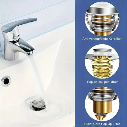 Bonde de lavabo clic-clac avec filtre anti-cheveux — universelle