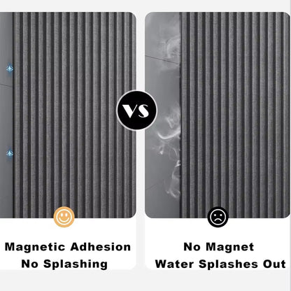 Rideau de douche pliable magnétique — imperméable, effet lin (sans barre)