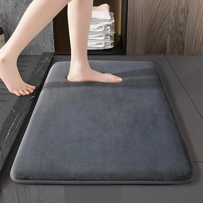 Tapis de bain absorbant antidérapant — velours corail, séchage rapide