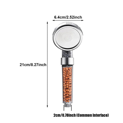 Pommeau de douche anti-calcaire filtrant — billes minérales purifiantes