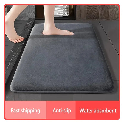 Tapis de bain absorbant antidérapant — velours corail, séchage rapide