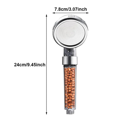 Pommeau de douche anti-calcaire filtrant — billes minérales purifiantes