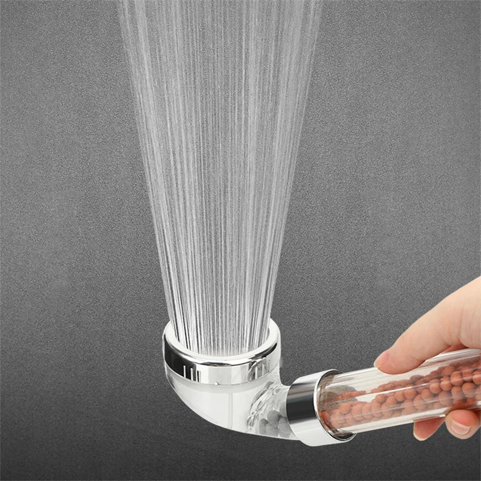 Pommeau de douche anti-calcaire filtrant — billes minérales purifiantes