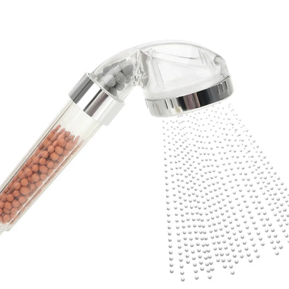 Pommeau de douche anti-calcaire filtrant — billes minérales purifiantes
