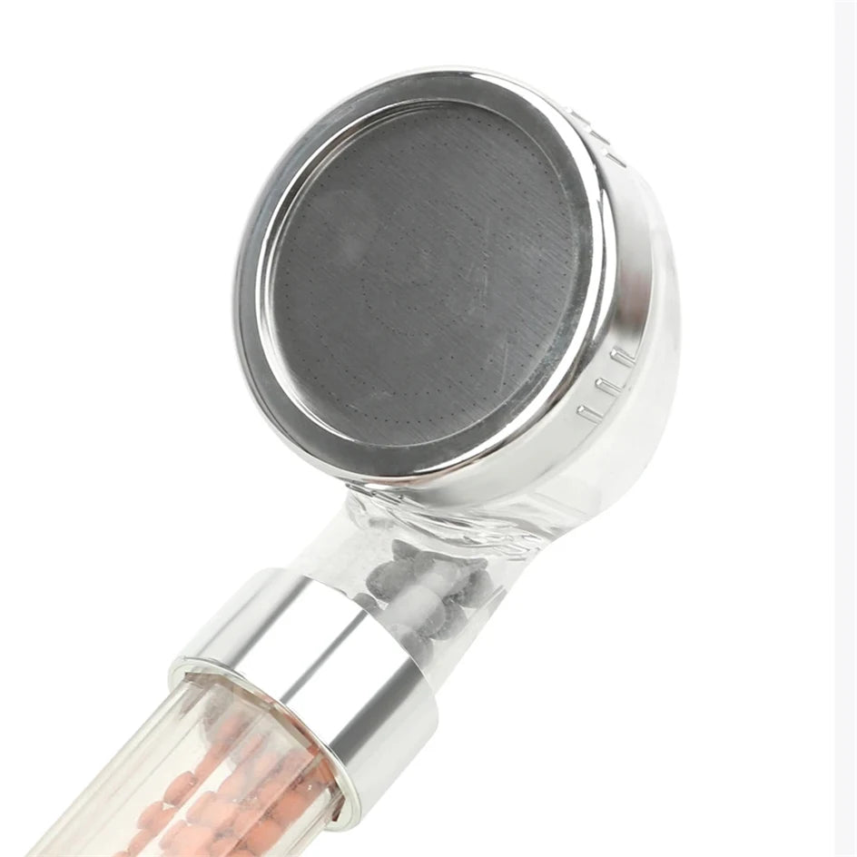 Pommeau de douche anti-calcaire filtrant — billes minérales purifiantes