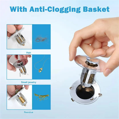Bonde de lavabo clic-clac avec filtre anti-cheveux — universelle