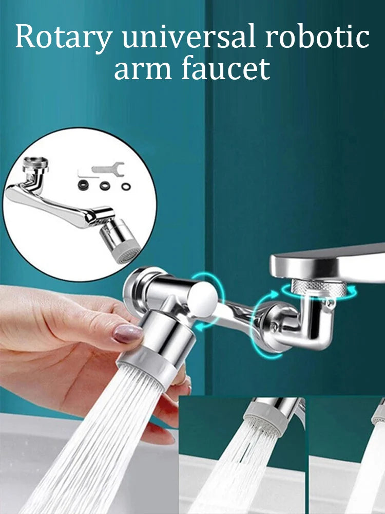 Bec de robinet rotatif 1080° — embout orientable 2 jets anti-éclaboussures
