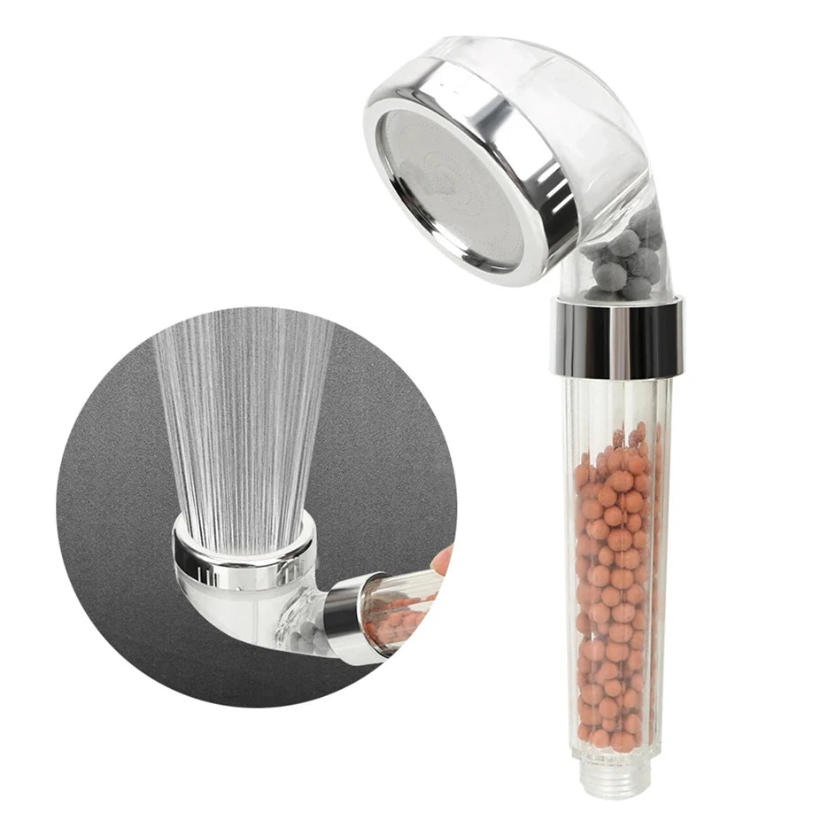 Pommeau de douche anti-calcaire filtrant — billes minérales purifiantes