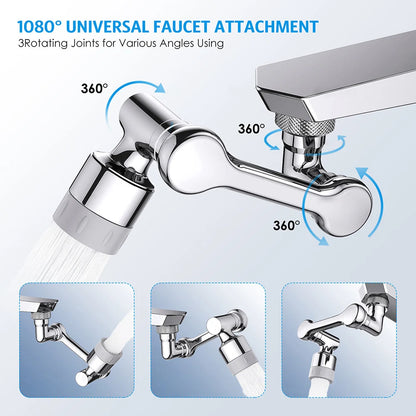 Bec de robinet rotatif 1080° — embout orientable 2 jets anti-éclaboussures